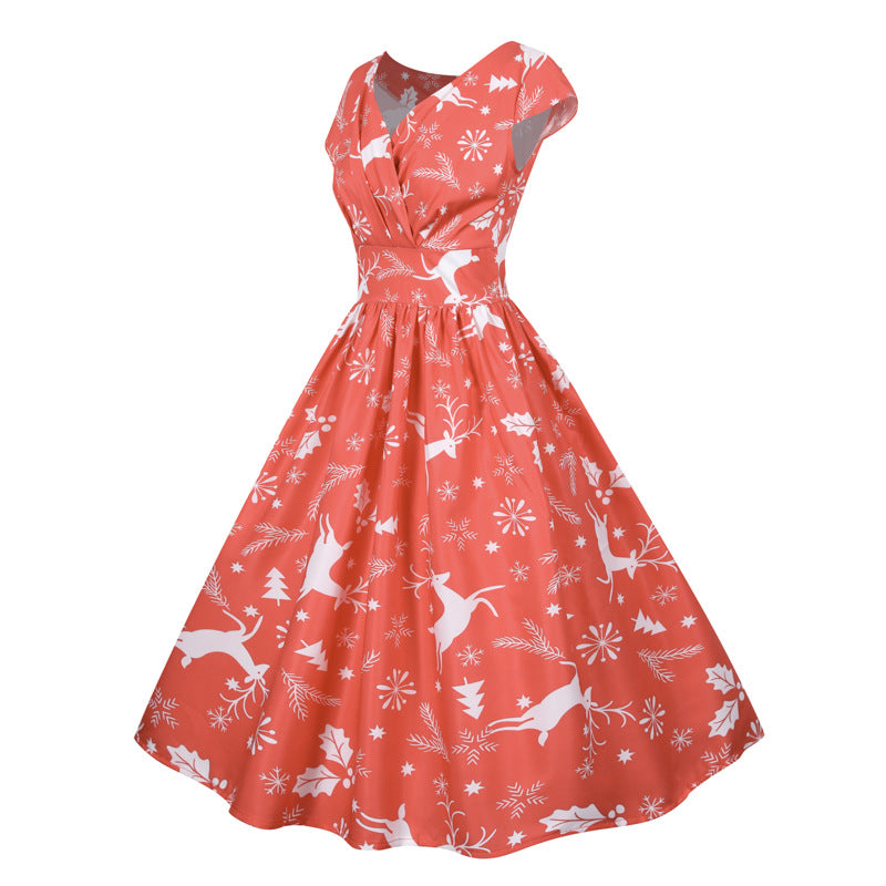 Damen A-Linien Kleid Weihnachtsmotiv Norvielle