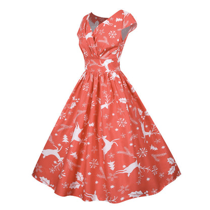 Damen A-Linien Kleid Weihnachtsmotiv Norvielle
