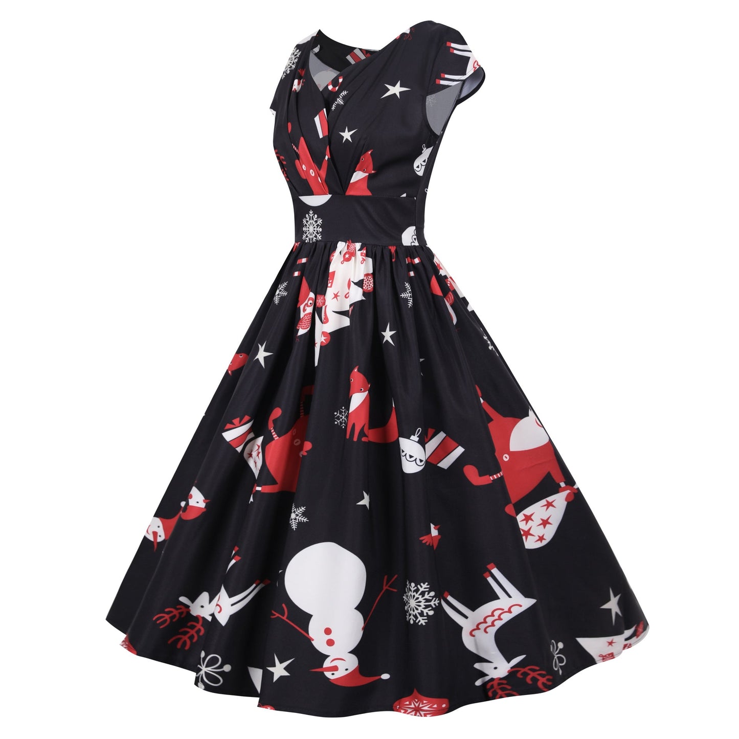 Damen Swingkleid Festlich Motiv Schwingrock