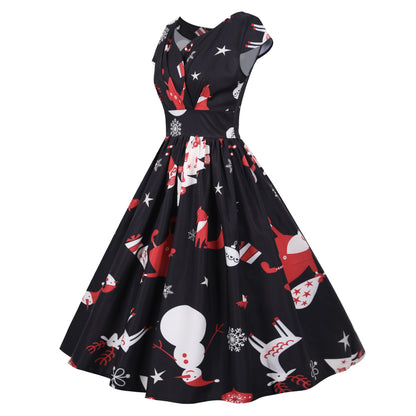 Damen Swingkleid Festlich Motiv Schwingrock