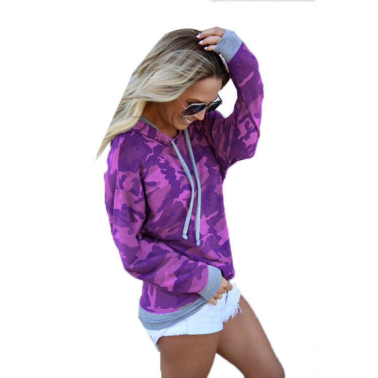 Damen Pullover Camouflage Muster Kapuzenpullover