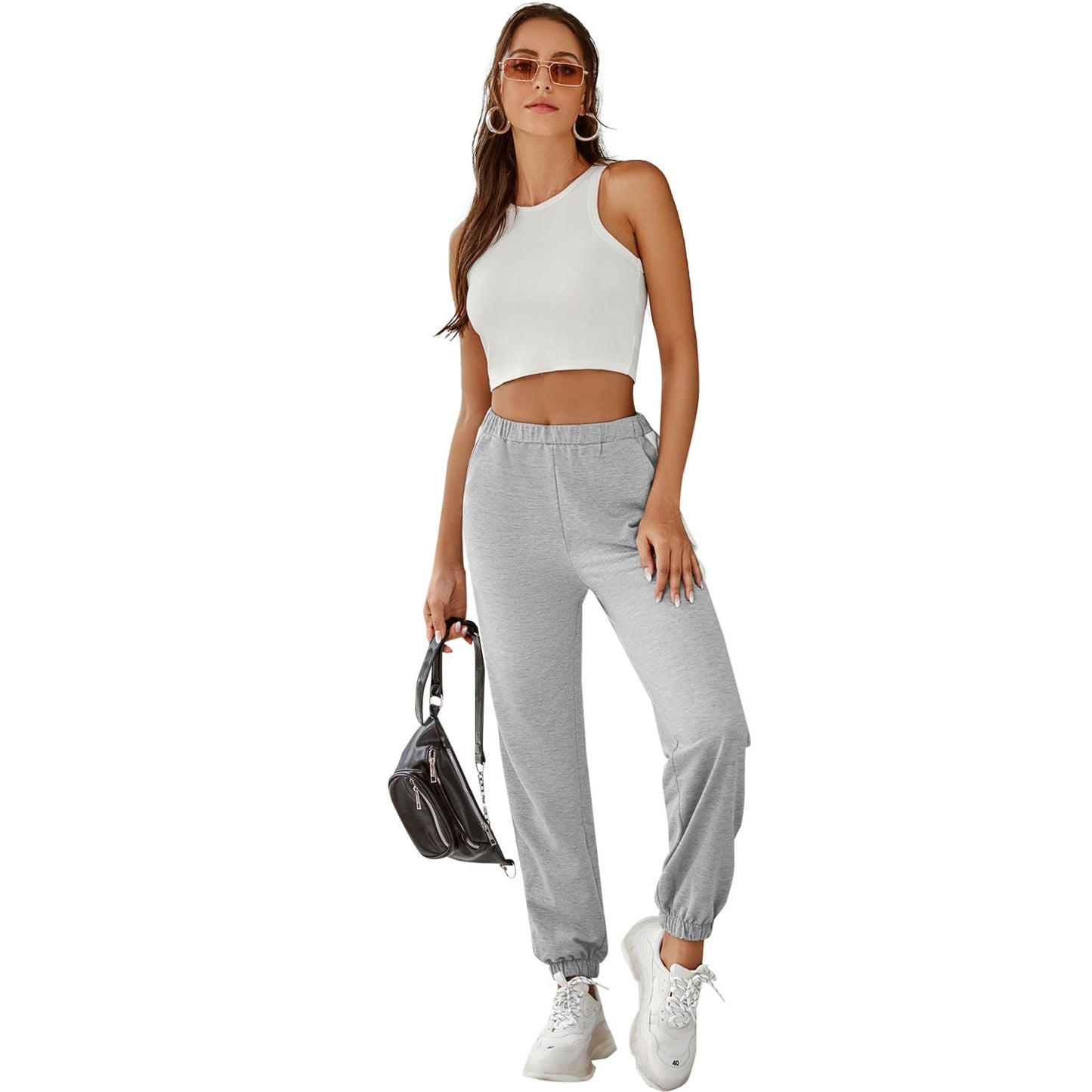 Damen Jogginghose Elastischer Bund Mit Streifen