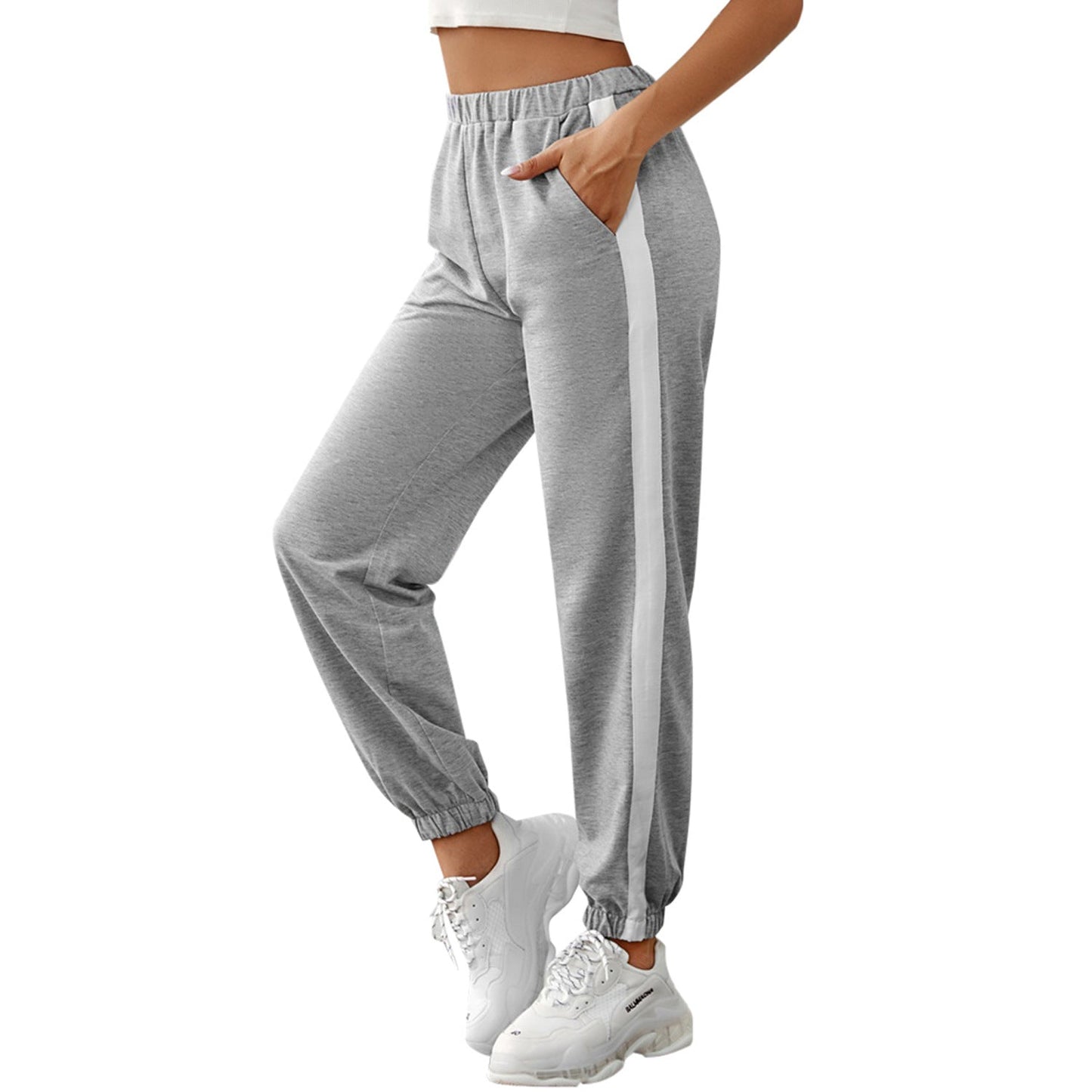 Damen Jogginghose Elastischer Bund Mit Streifen