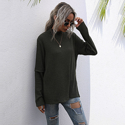 Damen Pullover Hochkragen Strukturiertes Waffelmuster Norvielle