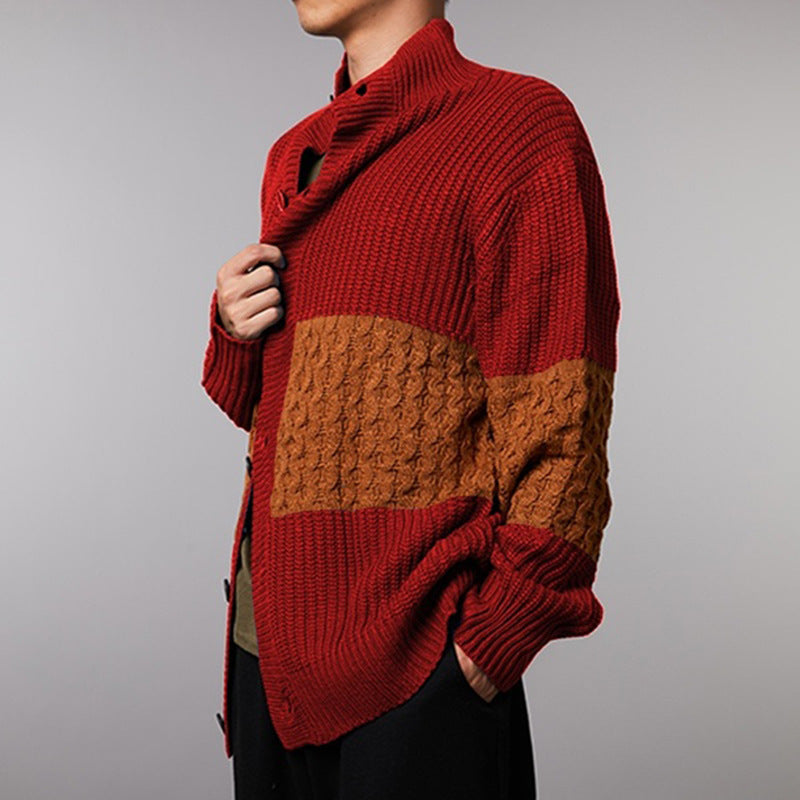 Herren Strickjacke Zwei-Ton Optik Komfort