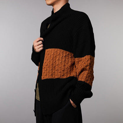 Herren Strickjacke Zwei-Ton Optik Komfort