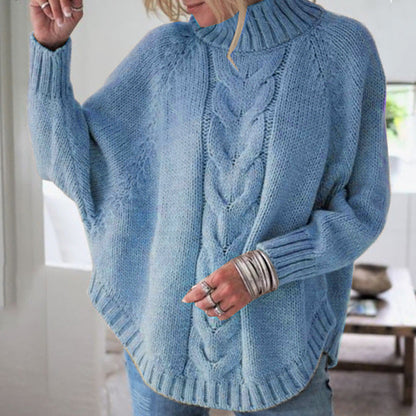 Damen Strickpullover Hochkragen Zopfmuster Norvielle