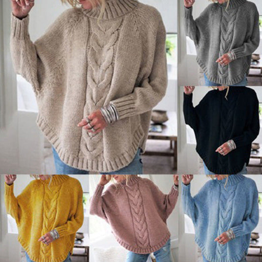 Damen Strickpullover Hochkragen Zopfmuster Norvielle - Norvielle