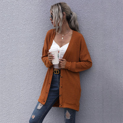 Damen Strickjacke Lässig V-Ausschnitt Norvielle