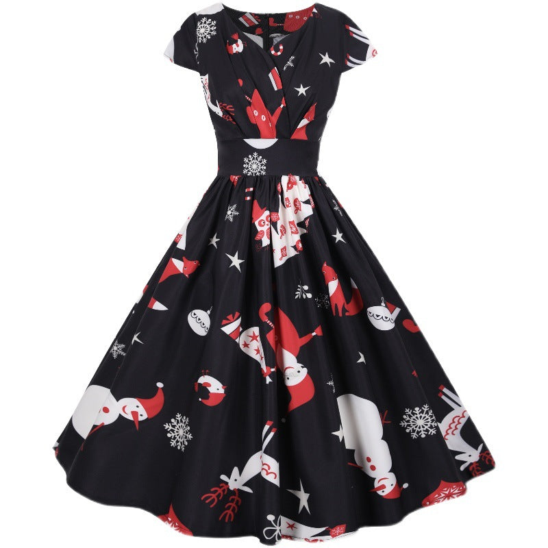 Damen Swingkleid Festlich Motiv Schwingrock