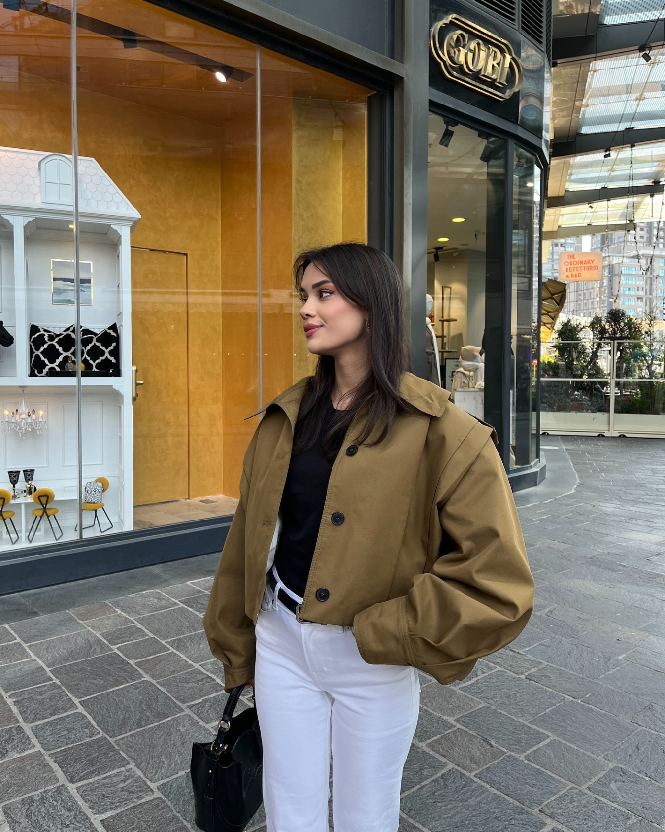 Marceline Damen Trenchcoat Volumenärmel Klassisch Beige
