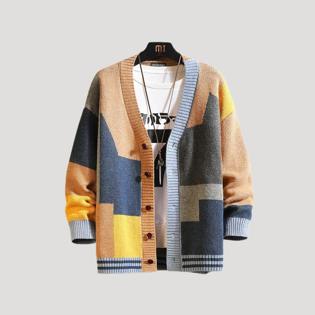 Damen Strickcardigan Colorblock mit Knöpfen - Norvielle