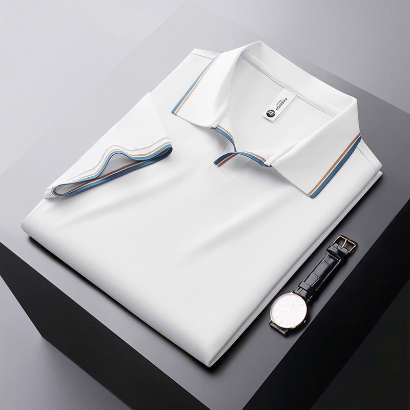 Herren Poloshirt Formelles Baumwoll-Hemd Weiß