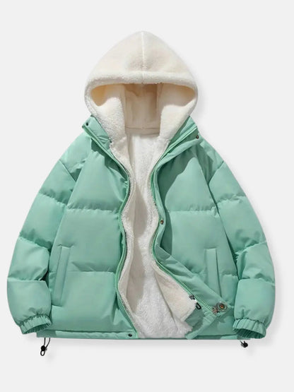 Damen Winterjacke Gefüttert Mit Kapuze Wärmeschutz