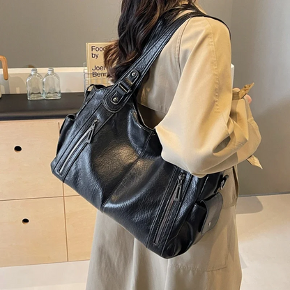 Norvielle Damen Lederhandtasche Reißverschluss