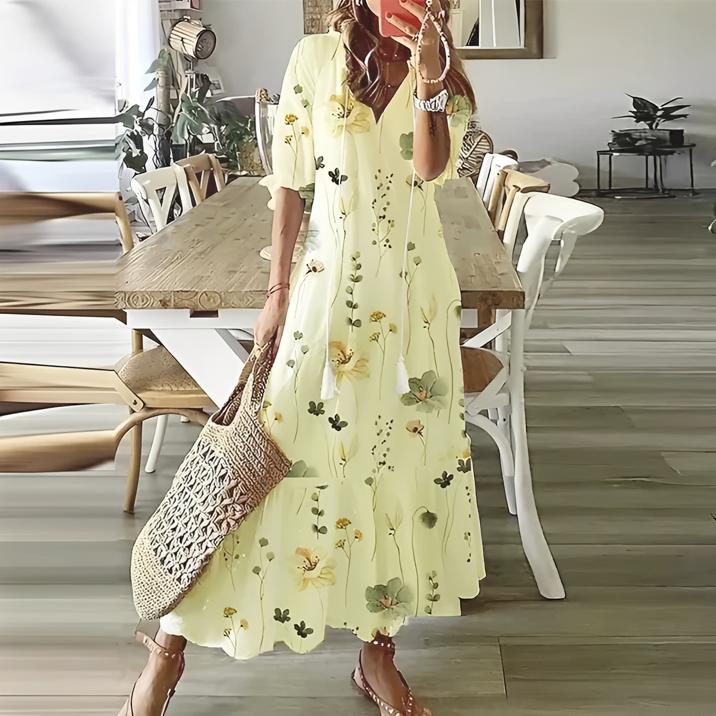 Lylea Damen Sommerkleid Leicht Chiffon