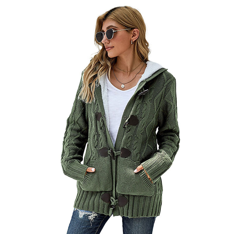 Damen Strickjacke Hochkragen Bequem Knöpfe Norvielle