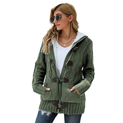 Damen Strickjacke Hochkragen Bequem Knöpfe Norvielle