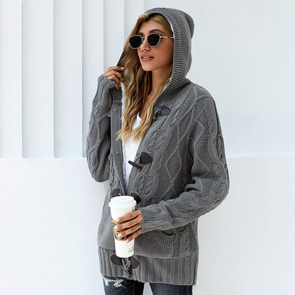 Damen Strickjacke Hochkragen Bequem Knöpfe Norvielle