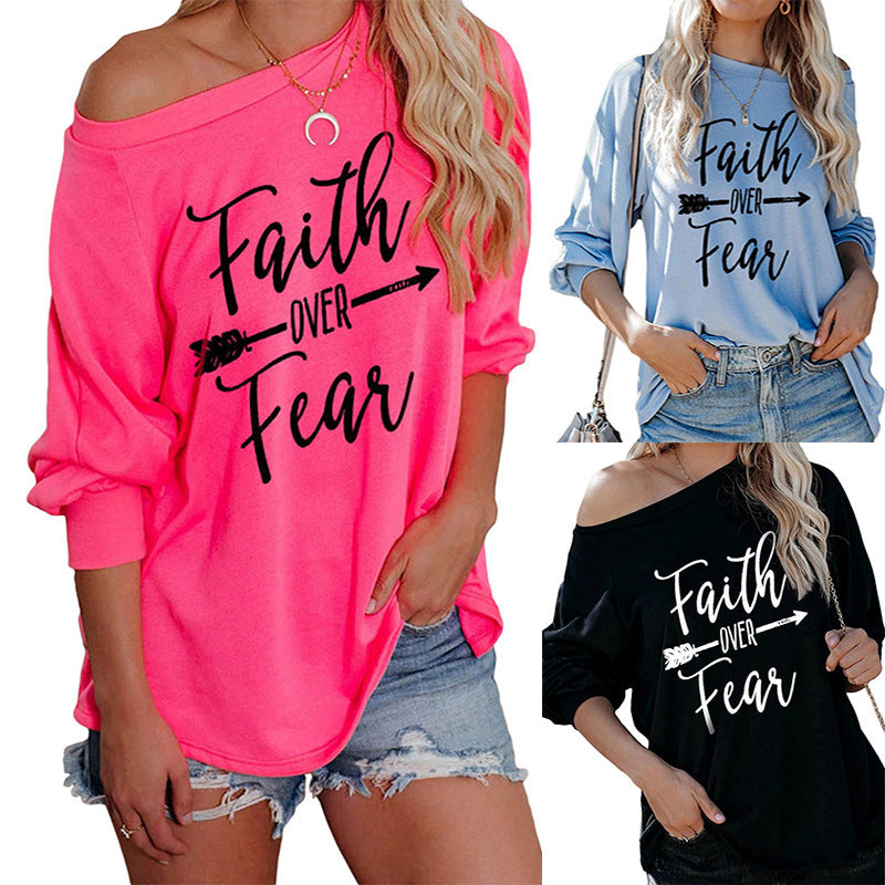 Damen Off-Shoulder Sweatshirt Motivdruck - Norvielle
