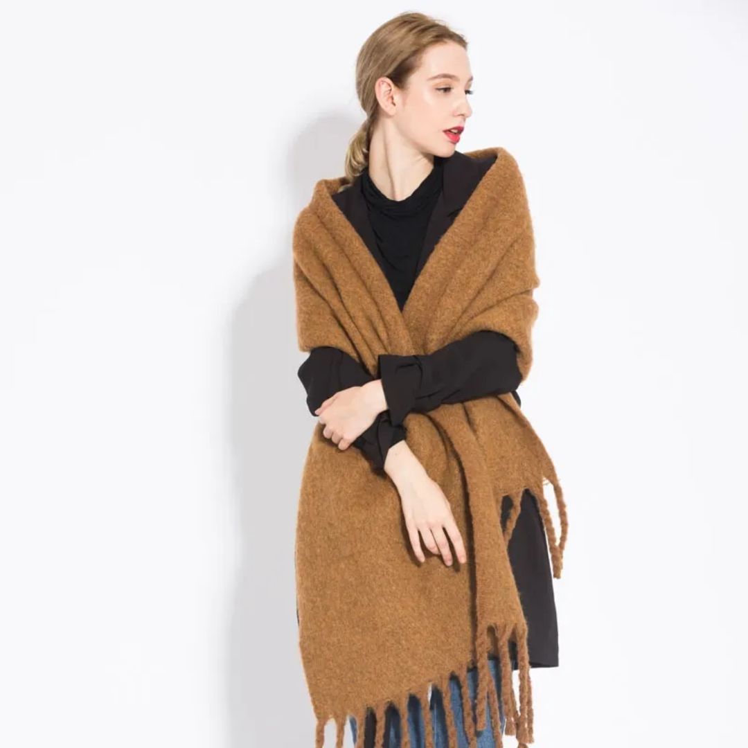 Damen Oversized Schal Flauschig Warm Beige