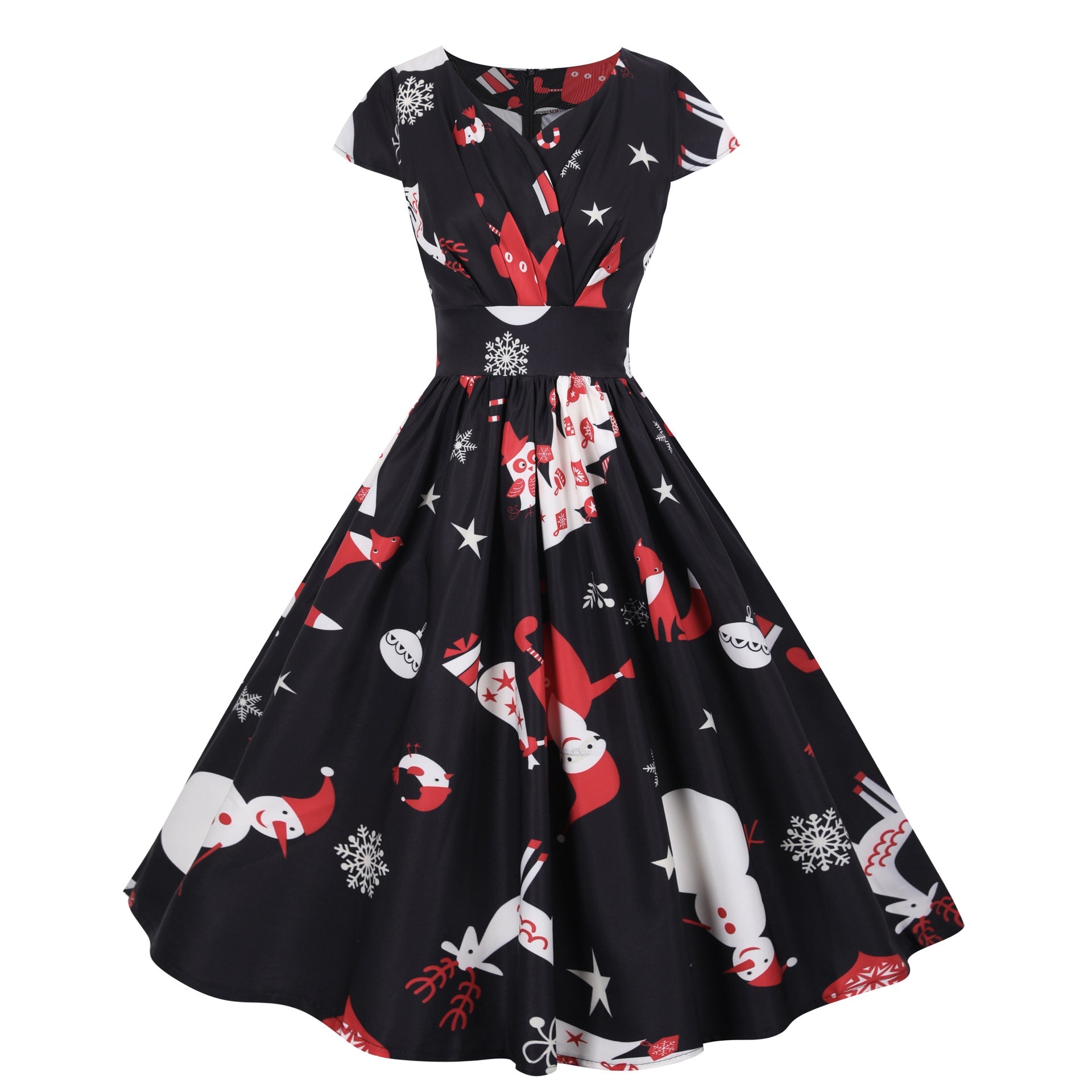 Damen Swingkleid Festlich Motiv Schwingrock - Norvielle