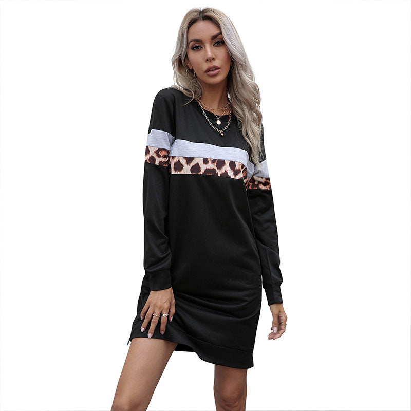 Damen Sweatshirt-Kleid Tiermuster Strukturierte Ärmel Norvielle