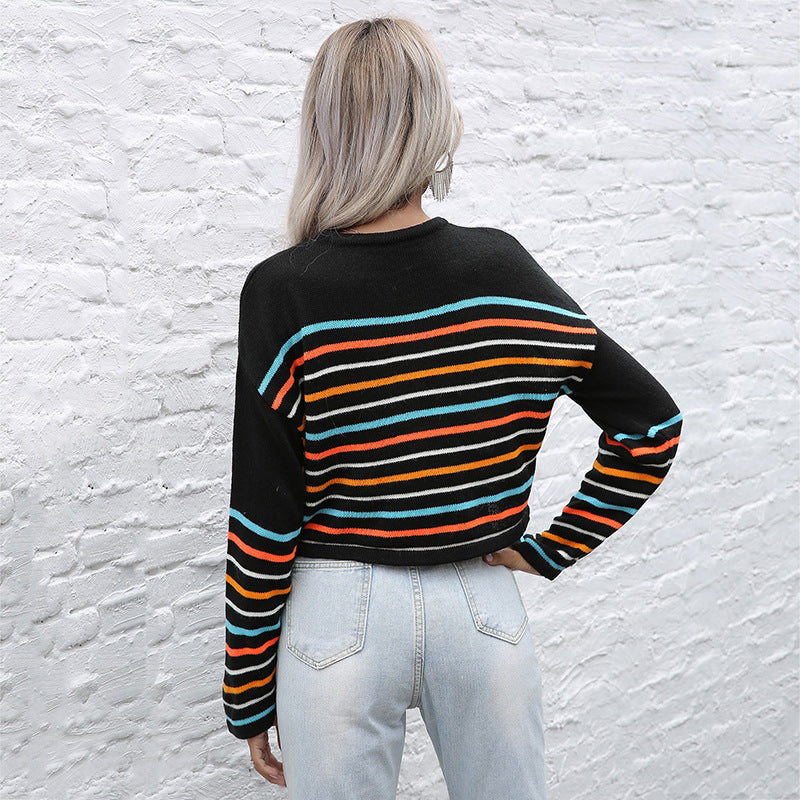 Damen Pullover Gestreift Rundhals Lässig Norvielle