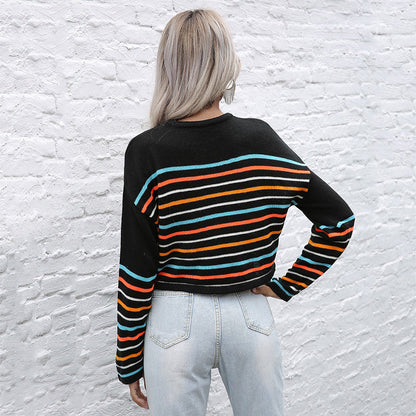 Damen Pullover Gestreift Rundhals Lässig Norvielle
