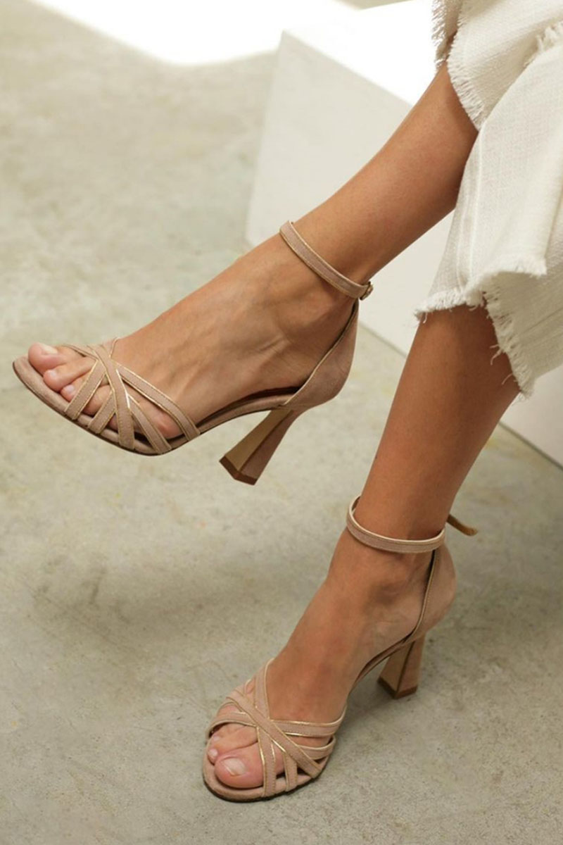 Damen High Heels Peeptoe Sommer Schuhe Patchwork - Norvielle