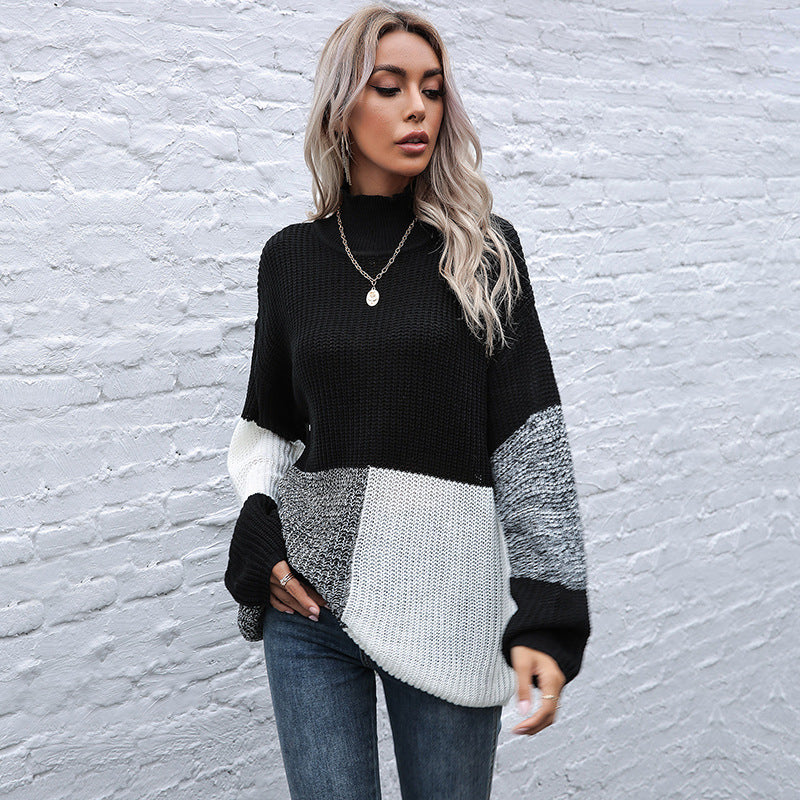 Damen Strickpullover Asymmetrisches Patchwork-Design Norvielle - Norvielle