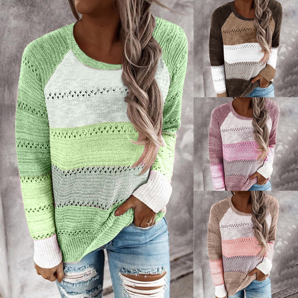Damen Strickpullover Streifenmuster Feinripp - Norvielle