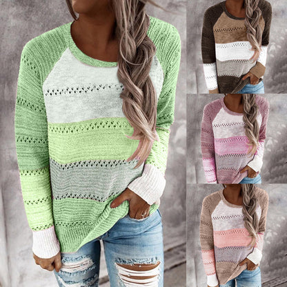 Damen Strickpullover Streifenmuster Feinripp - Norvielle