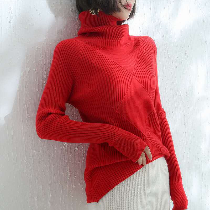 Damen Strickpullover Stehkragen Strukturiert Norvielle