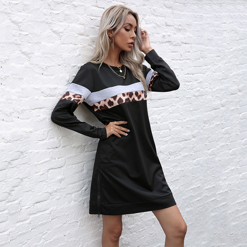 Damen Sweatshirt-Kleid Tiermuster Strukturierte Ärmel Norvielle