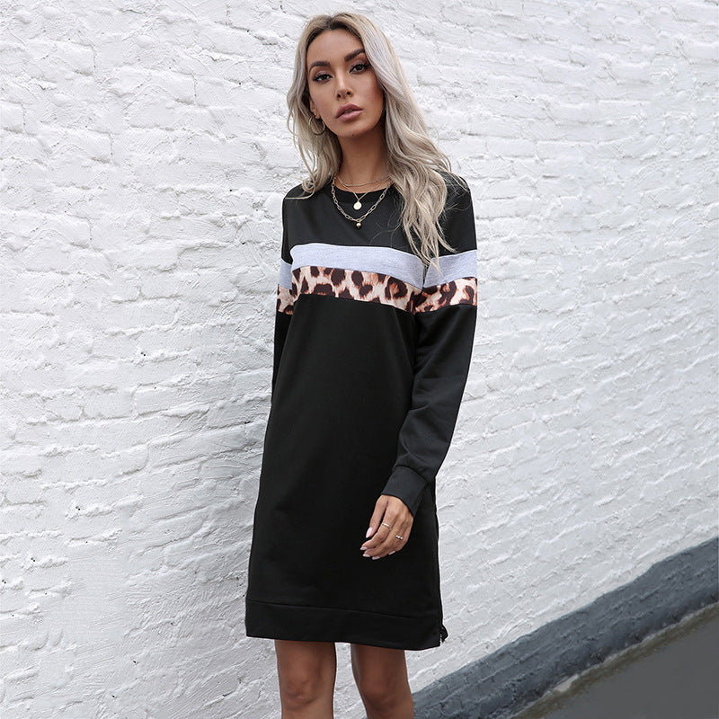 Damen Sweatshirt-Kleid Tiermuster Strukturierte Ärmel Norvielle