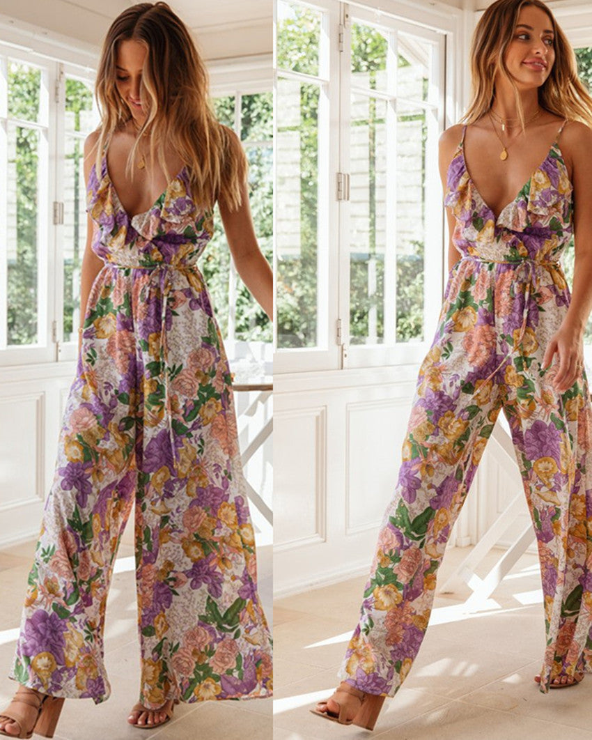 Damen Jumpsuit Fließend V-Ausschnitt Norvielle - Norvielle