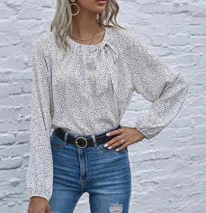 Damen Bluse Rüschendetail Allover-Muster Norvielle