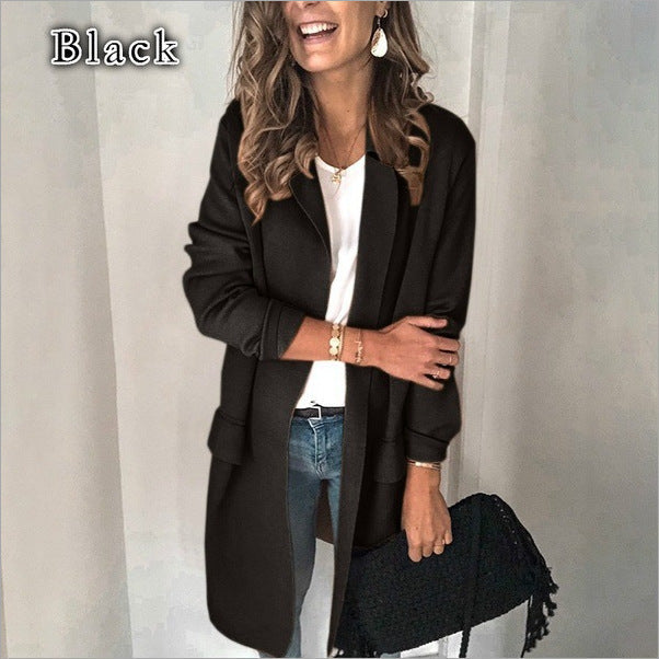 Damen Langjacke mit Taschen Lockerer Schnitt Norvielle