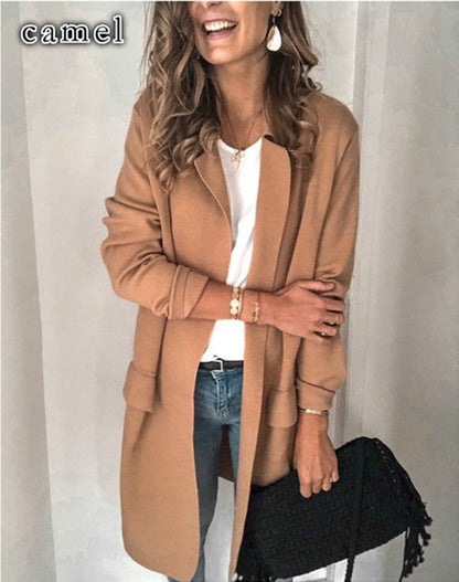 Damen Langjacke mit Taschen Lockerer Schnitt Norvielle