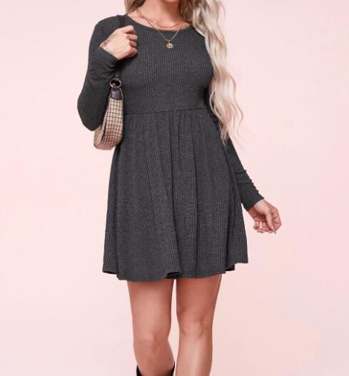 Damen Jerseykleid Länge Knie Langärmlig Norvielle