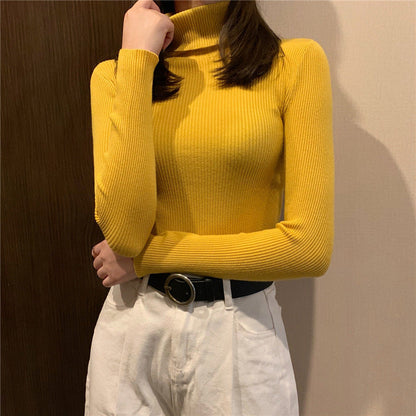 Damen Rollkragenpullover Langärmlig Rippmuster
