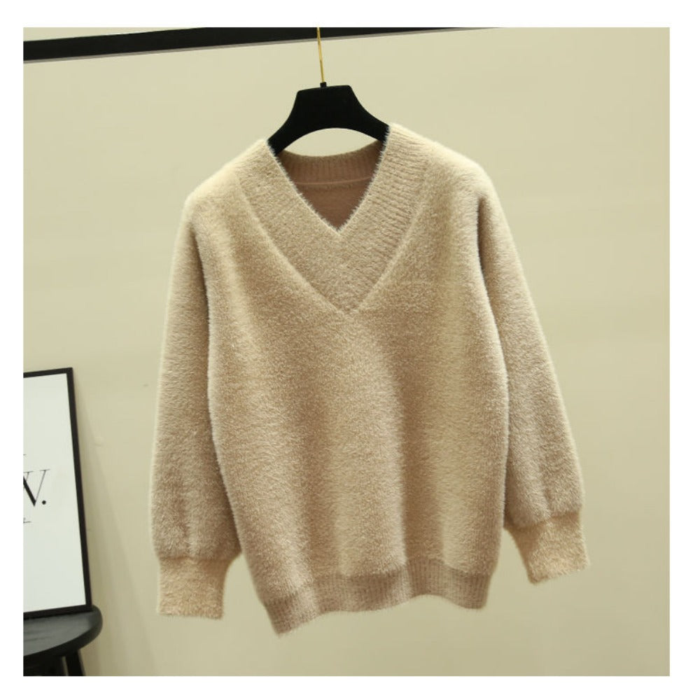 Damen Pullover V-Ausschnitt Langarm Rina