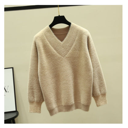 Damen Pullover V-Ausschnitt Langarm Rina