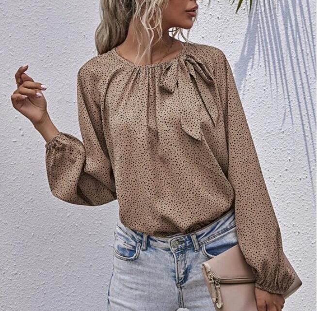 Damen Bluse Rüschendetail Allover-Muster Norvielle