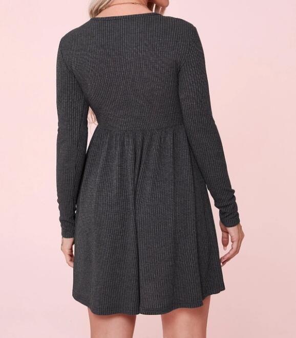 Damen Jerseykleid Länge Knie Langärmlig Norvielle
