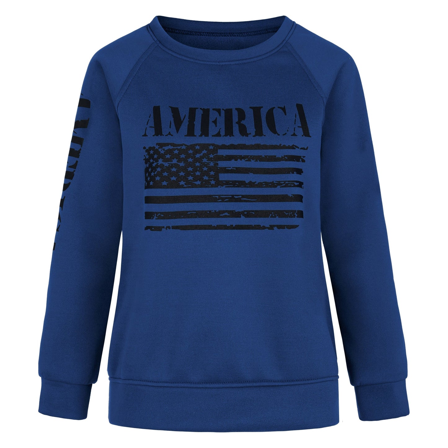 Damen Sweatshirt American Flag Print Baumwolle Lässig
