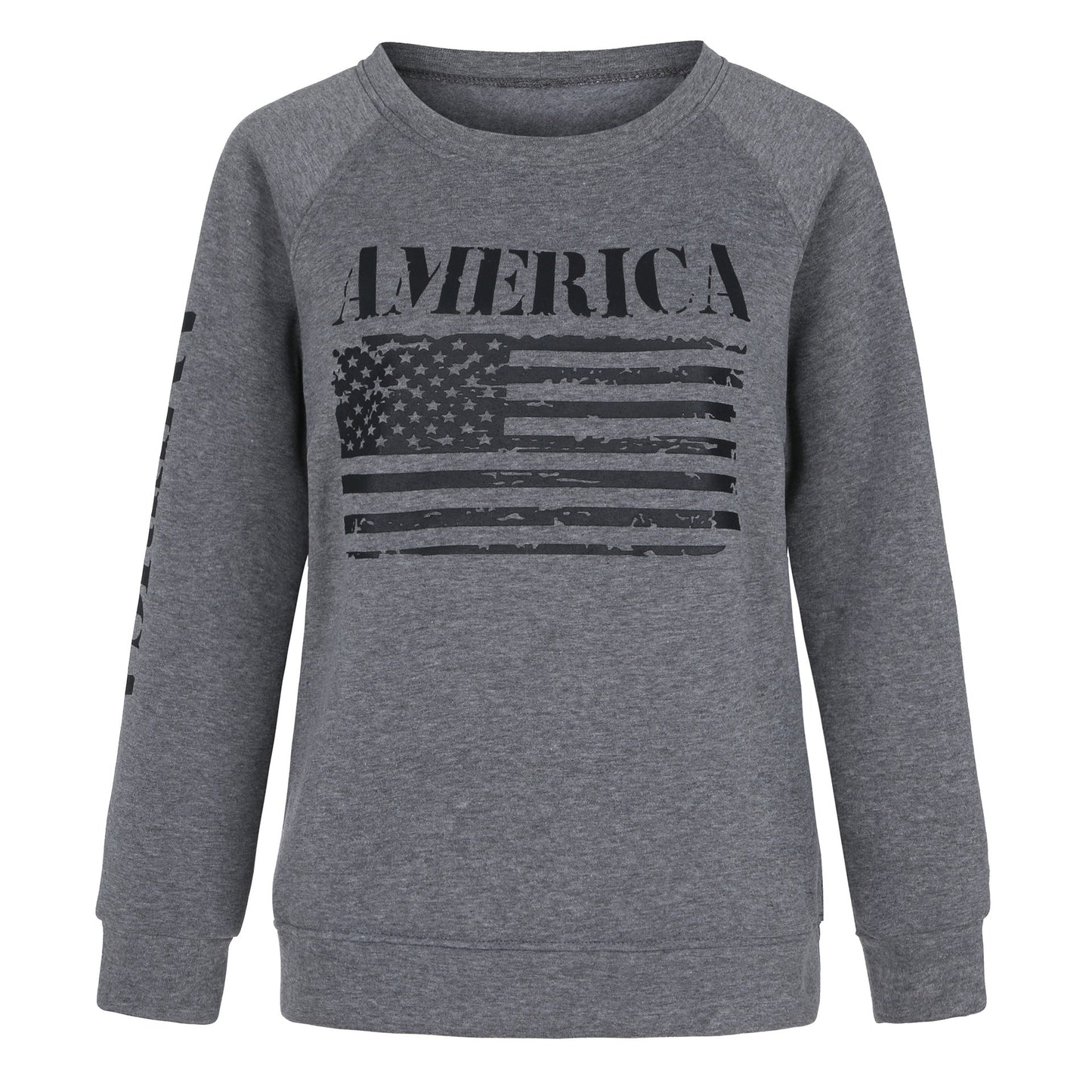 Damen Sweatshirt American Flag Print Baumwolle Lässig