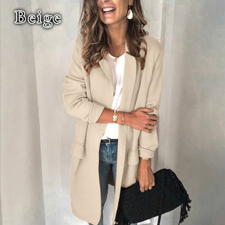 Damen Langjacke mit Taschen Lockerer Schnitt Norvielle