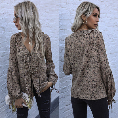 Damen Bluse Rüschendetails Puffärmel Norvielle
